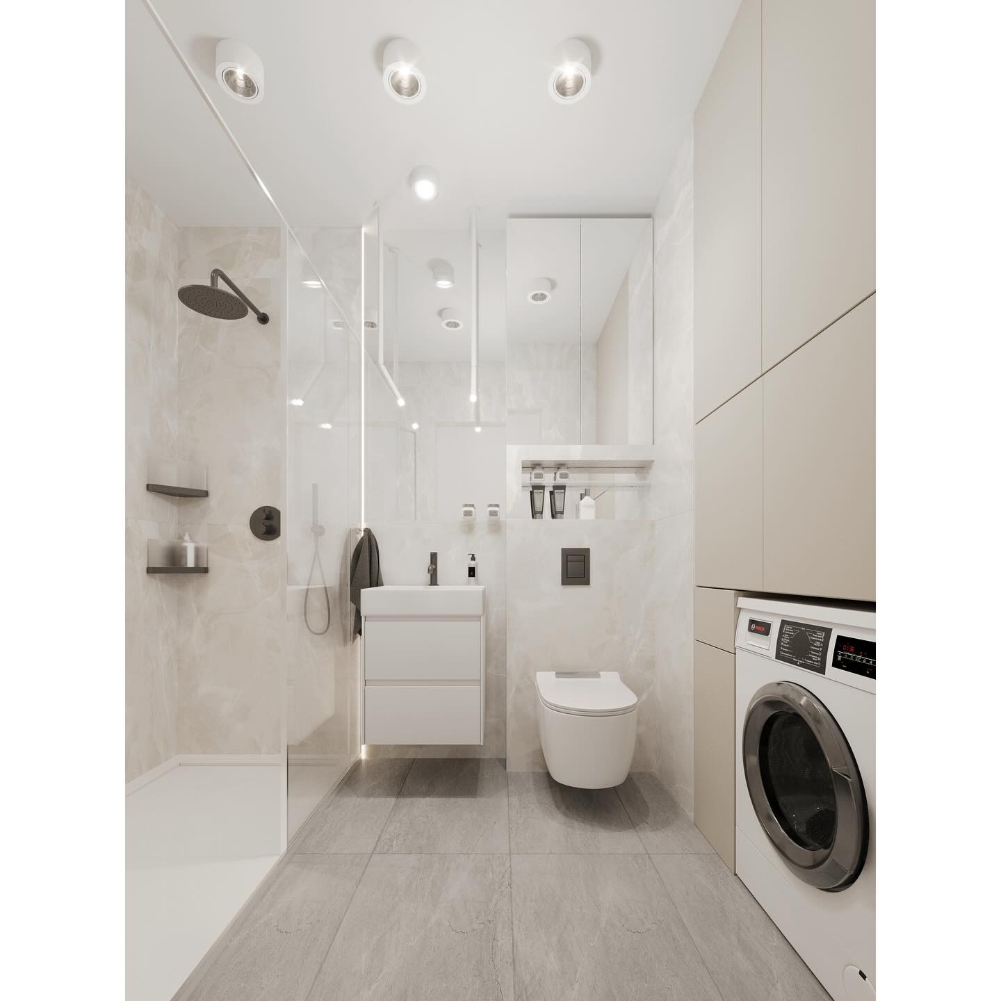Kremowa łazienka w apartamencie nad morzem 🌊 — 2